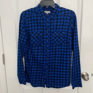Croft & Barrow cobalt and black gingham shirt.